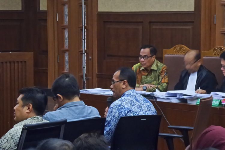 Ketua Panitia Lelang Proyek e-KTP Drajat Wisnu Setyawan bersaksi di Pengadilan Tipikor Jakarta, Kamis (20/4/2017).| Kompas.com