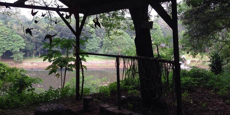 Salah satu danau di Universitas Indonesia (UI) dilihat dari belakang Gedung Pusat Kegiatan Mahasiswa UI.