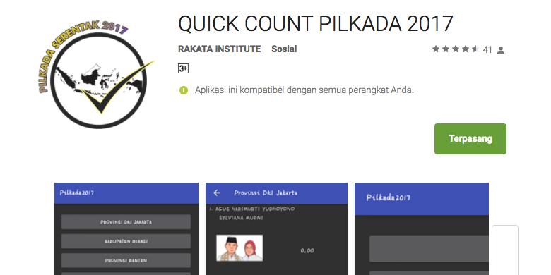 Aplikasi Quick Count Pilkada 2017 di Google Play Store