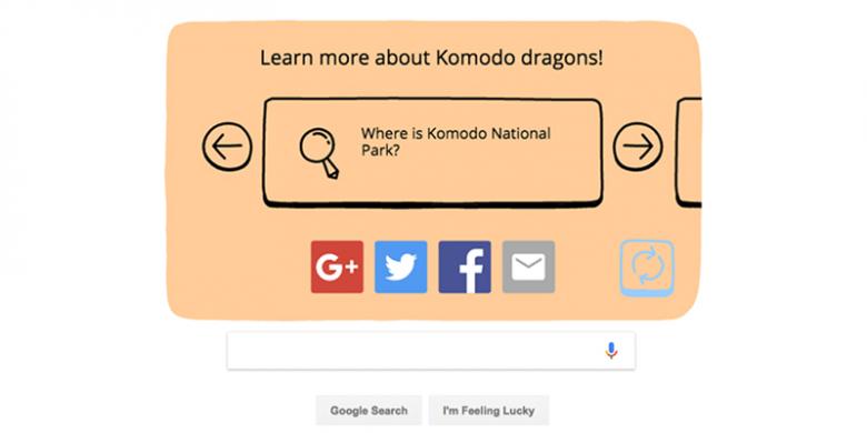 Bagain akhir doodle mengajak pengguna untuk menelusuri informasi lebih jauh mengenai Komodo.