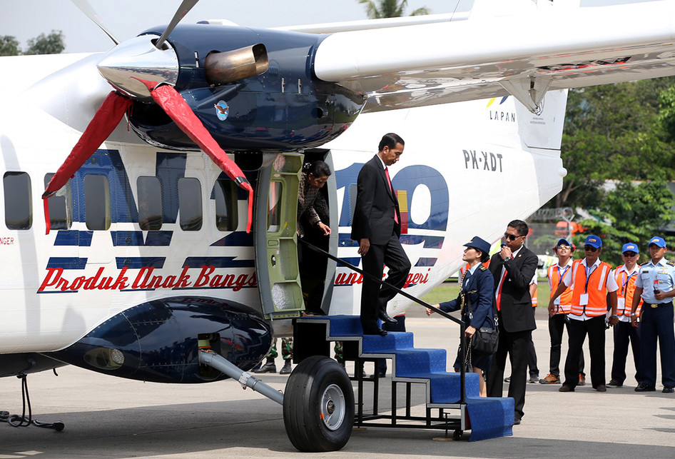 Pesawat N219 adalah pesawat buatan lokal, kolaborasi antara PT Dirgantara Indonesia (DI) bekerja sama dengan Lembaga Antariksa dan Penerbangan Nasional (Lapan). Foto: Kompas.com/Krsitianto Purnomo